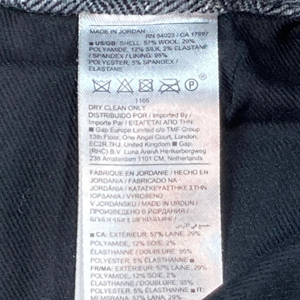 Banana Republic Wool Silk Straight Leg Pants Women Sz 8 Grey Herringbone Career - Picture 12 of 12